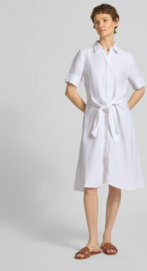 Lauren Ralph Lauren Knielange linnen jurk met knoopdetail model 'WAKANA' - Foto 3