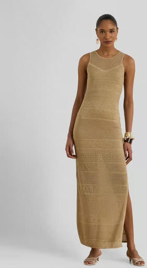 Lauren Ralph Lauren Nauwsluitende maxi-jurk van mix van viscose en linnen - Foto 2
