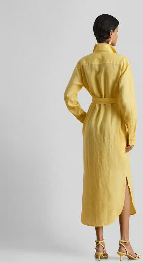 Lauren Ralph Lauren Nauwsluitende midi overhemdjurk van puur linnen