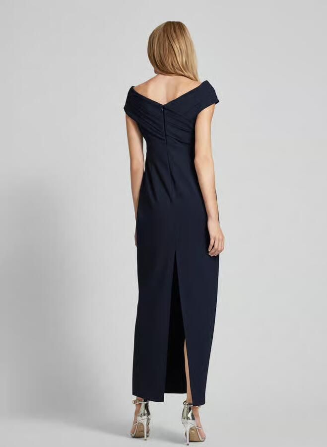 Lauren Ralph Lauren Off shoulder-avondjurk met deelnaad model 'IRENE'