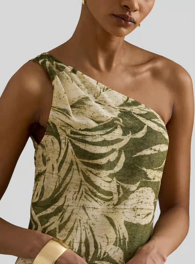 Lauren Ralph Lauren One Shoulder avondjurk met volants
