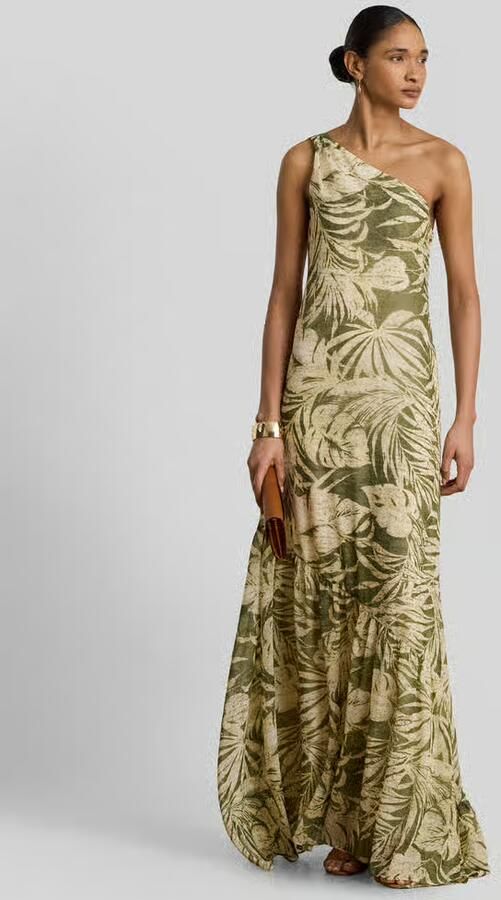 Lauren Ralph Lauren One Shoulder avondjurk met volants - Foto 3