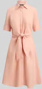 Lauren Ralph Lauren Knie-lange linnen jurk met strikceintuur model 'WAKANA'