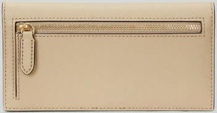 Ralph Lauren Slanke leren portemonnee met gestreept patroon Beige Dames