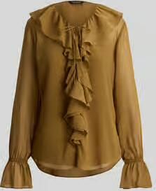 Lauren Ralph Lauren regular fit blouse met kraag met ruches