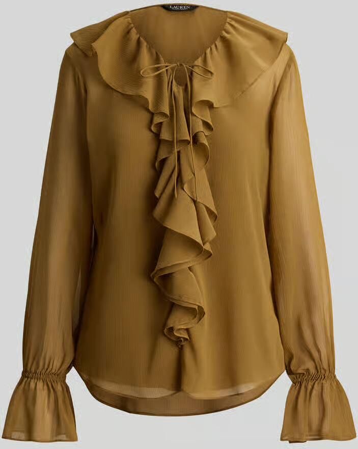 Lauren Ralph Lauren regular fit blouse met kraag met ruches - Foto 2
