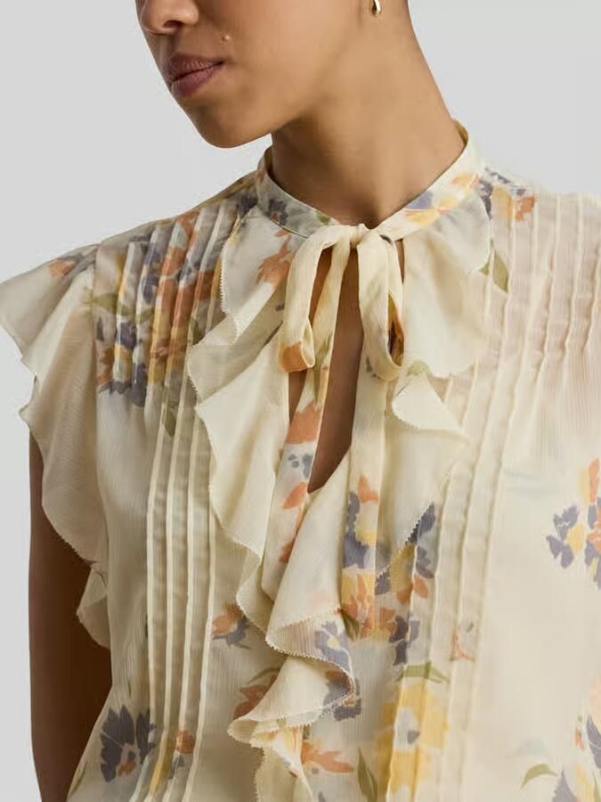 Lauren Ralph Lauren regular fit blouse met kraag met ruches