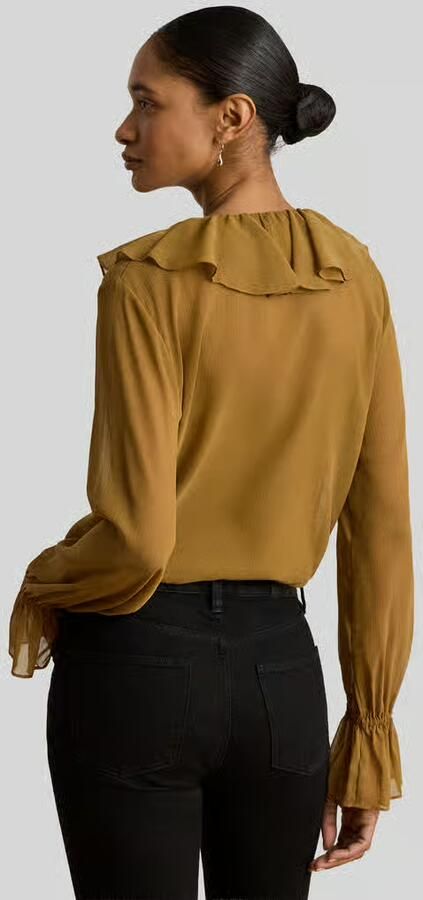 Lauren Ralph Lauren regular fit blouse met kraag met ruches - Foto 3