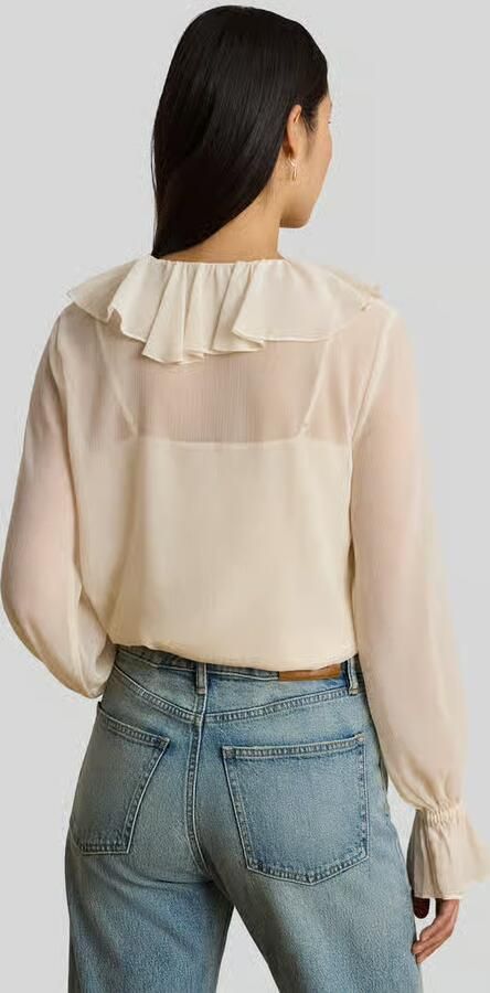 Lauren Ralph Lauren regular fit blouse met kraag met ruches - Foto 3