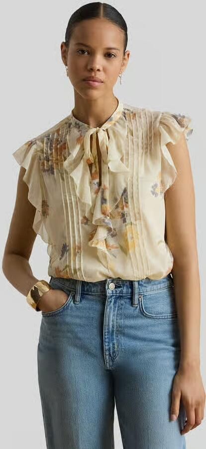 Lauren Ralph Lauren regular fit blouse met kraag met ruches - Foto 3