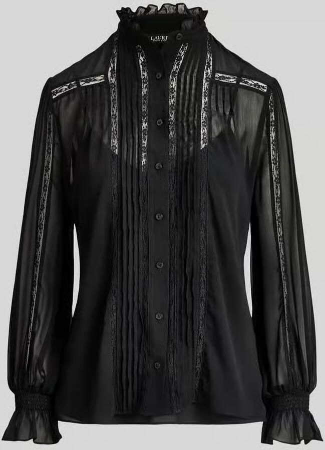 Lauren Ralph Lauren regular fit blouse met lange mouwen met kant - Foto 2