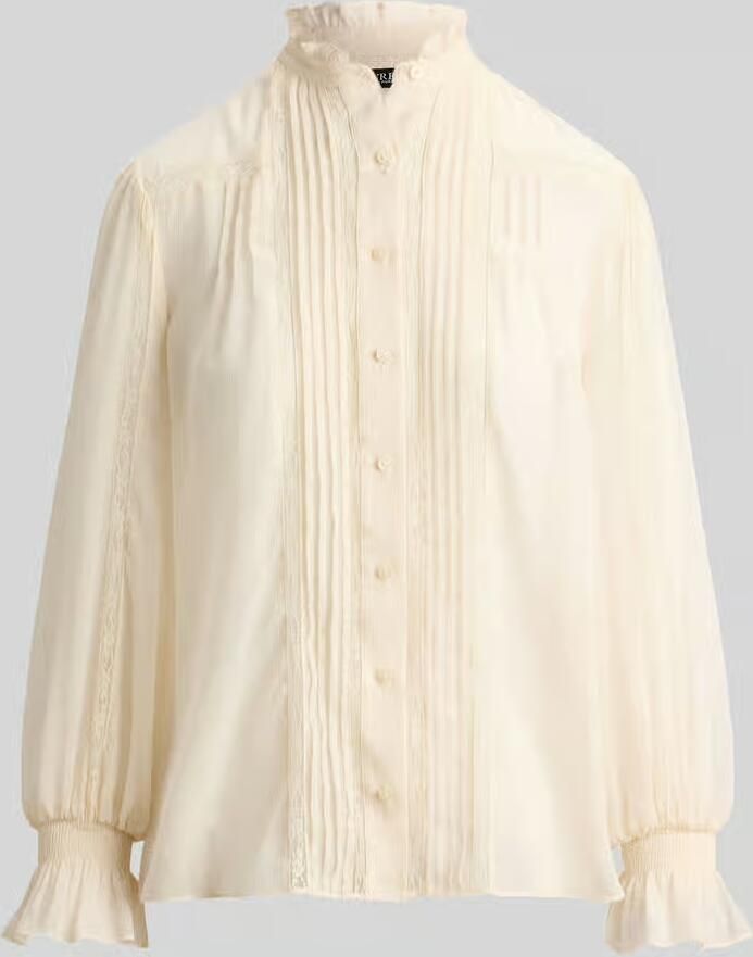 Lauren Ralph Lauren regular fit blouse met lange mouwen met kant - Foto 2