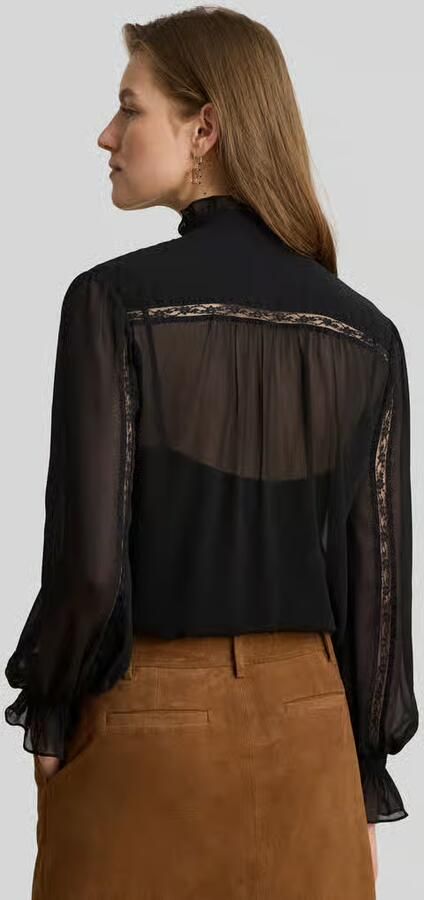 Lauren Ralph Lauren regular fit blouse met lange mouwen met kant - Foto 2