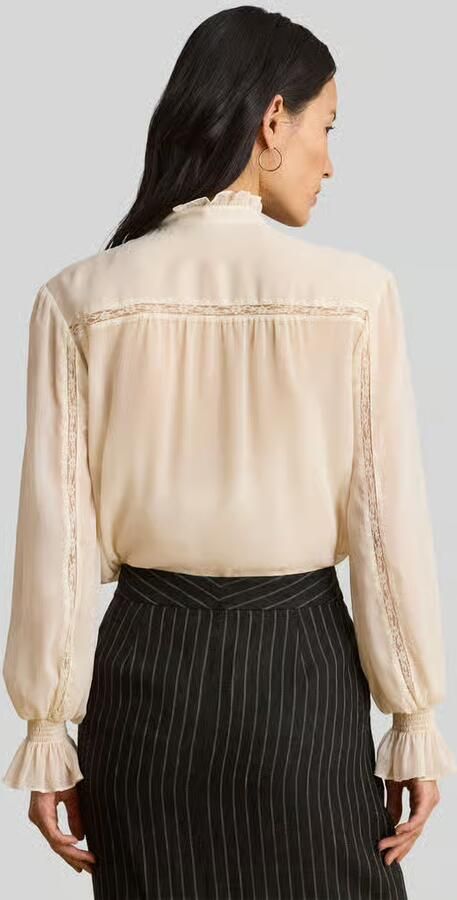 Lauren Ralph Lauren regular fit blouse met lange mouwen met kant - Foto 2