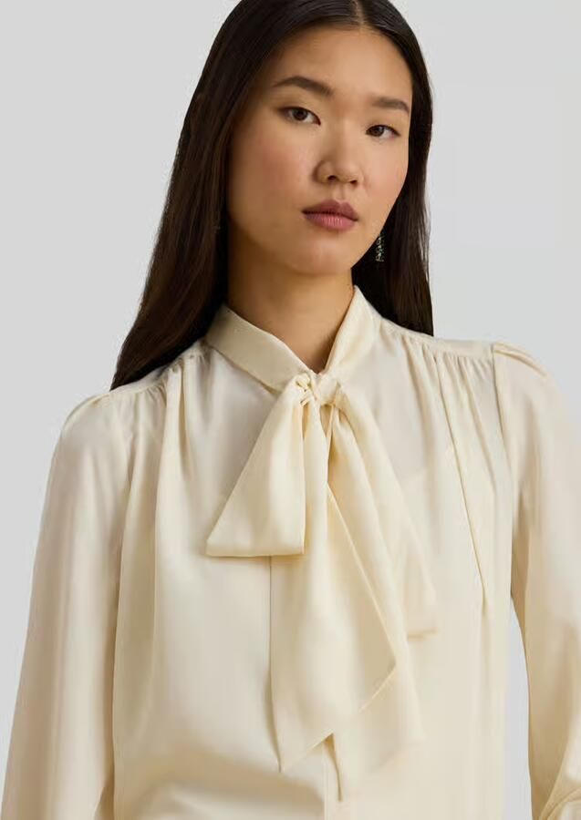 Lauren Ralph Lauren Regular fit blouse met lange mouwen met strikkraag - Foto 3