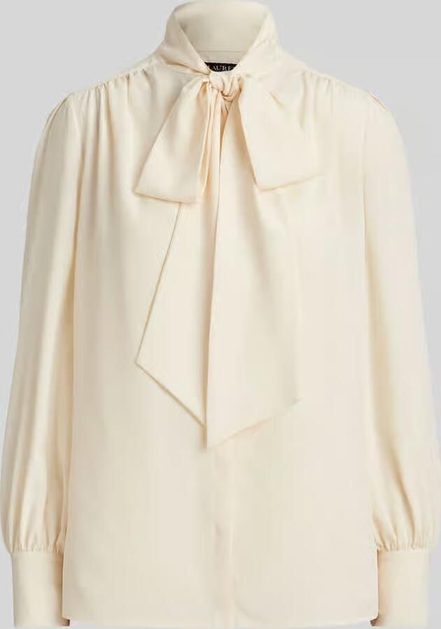 Lauren Ralph Lauren Regular fit blouse met lange mouwen met strikkraag - Foto 4
