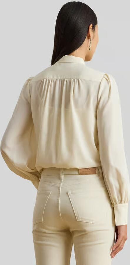 Lauren Ralph Lauren Regular fit blouse met lange mouwen met strikkraag - Foto 6