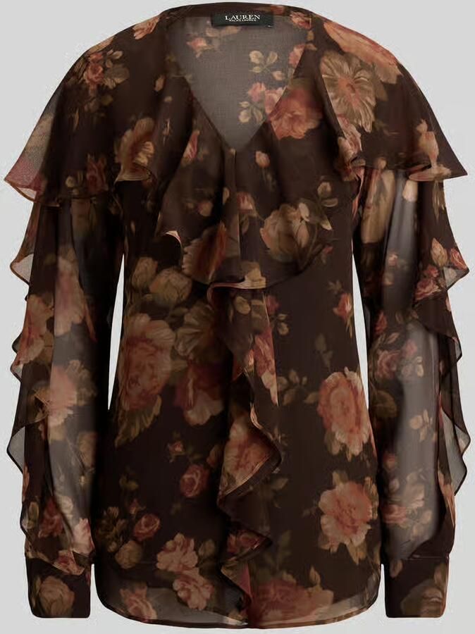 Lauren Ralph Lauren Regular fit blouse met lange mouwen met volantmouwen