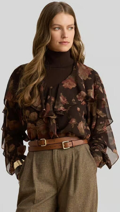 Lauren Ralph Lauren Regular fit blouse met lange mouwen met volantmouwen - Foto 2