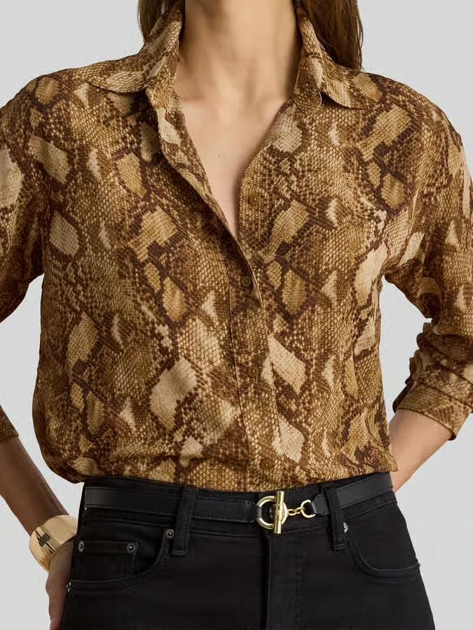 Lauren Ralph Lauren regular fit blouse met lange mouwen van chiffon