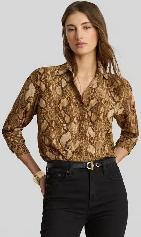 Lauren Ralph Lauren regular fit blouse met lange mouwen van chiffon - Foto 2