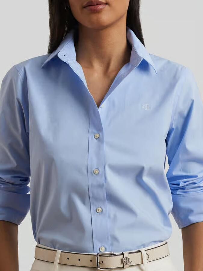 Lauren Ralph Lauren regular fit blouse met lange mouwen van katoenmix model 'JAMELKO'