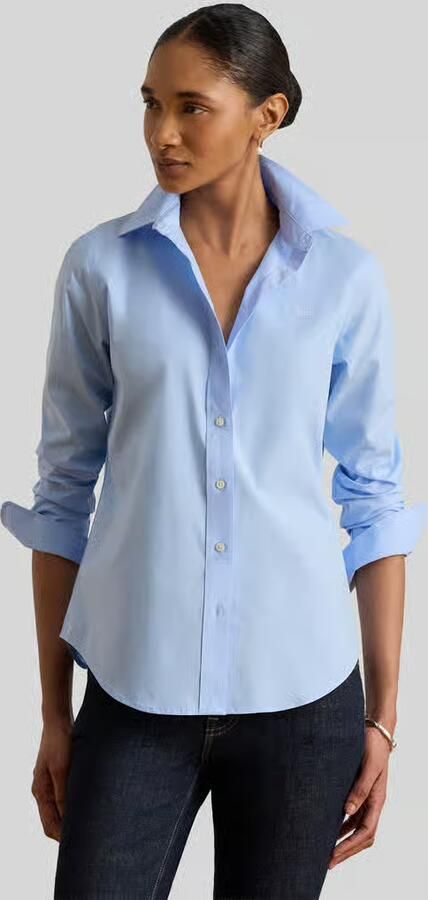 Lauren Ralph Lauren regular fit blouse met lange mouwen van katoenmix model 'JAMELKO' - Foto 5