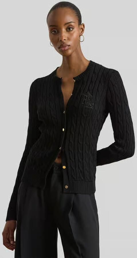 Lauren Ralph Lauren regular fit gebreid jack van puur katoen met gestikt logo - Foto 2