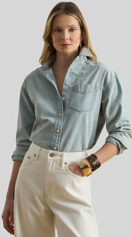 Lauren Ralph Lauren regular fit jeansblouse van puur katoen - Foto 2