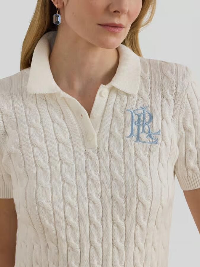 Lauren Ralph Lauren regular fit knitwear poloshirt met labelstitching
