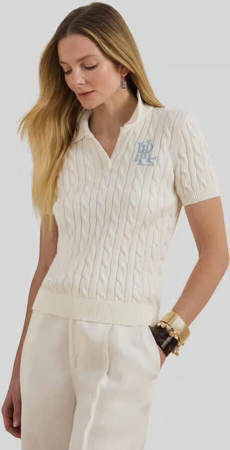 Lauren Ralph Lauren regular fit knitwear poloshirt met labelstitching - Foto 2