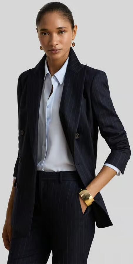 Lauren Ralph Lauren Regular fit lange blazer van wol met schoudervullingen - Foto 2