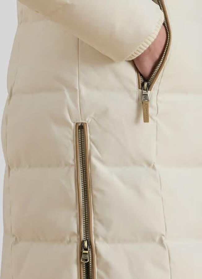 Lauren Ralph Lauren Regular fit lange donsjas met garnering van imitatiebont
