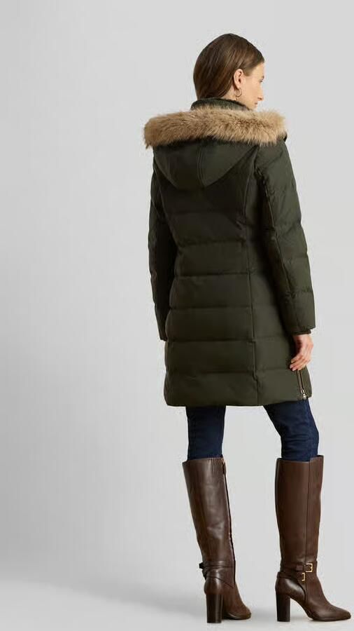 Lauren Ralph Lauren Regular fit lange donsjas met garnering van imitatiebont - Foto 3