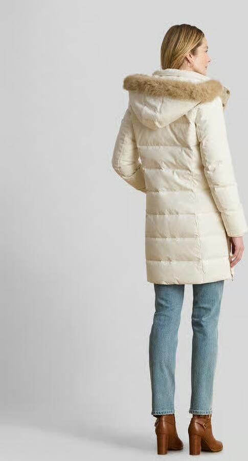 Lauren Ralph Lauren Regular fit lange donsjas met garnering van imitatiebont - Foto 4