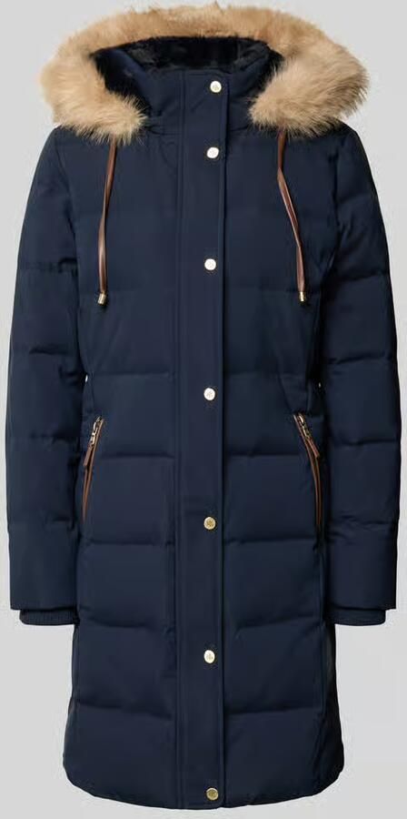 Lauren Ralph Lauren Regular fit lange donsjas met garnering van imitatiebont