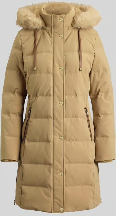 Lauren Ralph Lauren Regular fit lange donsjas met garnering van imitatiebont