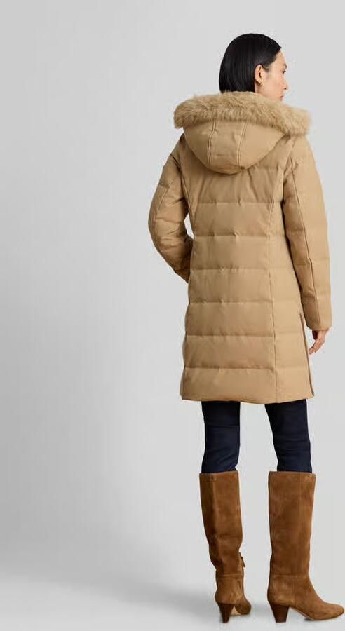 Lauren Ralph Lauren Regular fit lange donsjas met garnering van imitatiebont - Foto 2