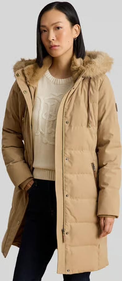 Lauren Ralph Lauren Regular fit lange donsjas met garnering van imitatiebont - Foto 3