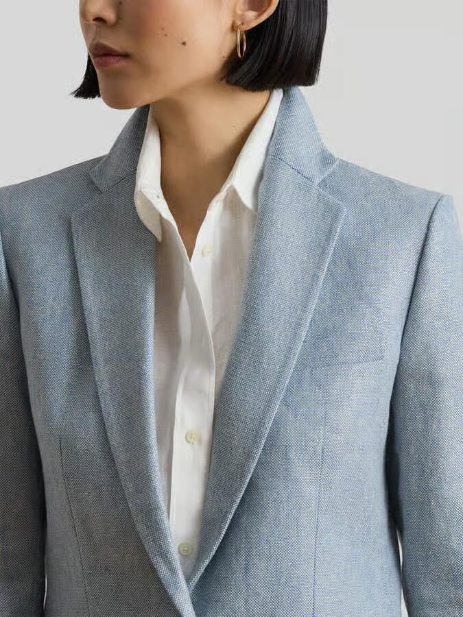 Lauren Ralph Lauren regular fit longblazer van mix van linnen en katoen