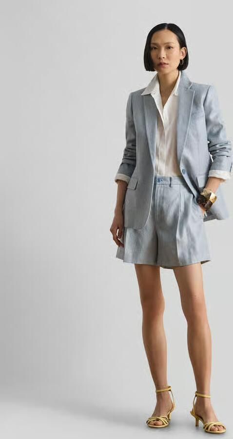 Lauren Ralph Lauren regular fit longblazer van mix van linnen en katoen - Foto 2