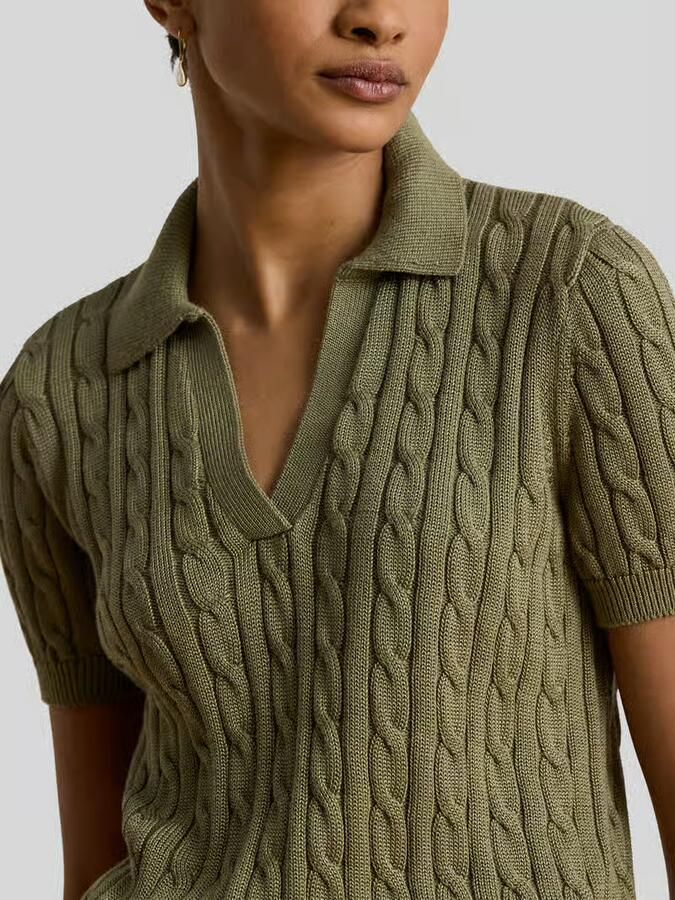 Lauren Ralph Lauren regular fit poloshirt van geweven katoenmix