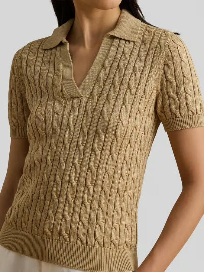 Lauren Ralph Lauren regular fit poloshirt van geweven katoenmix