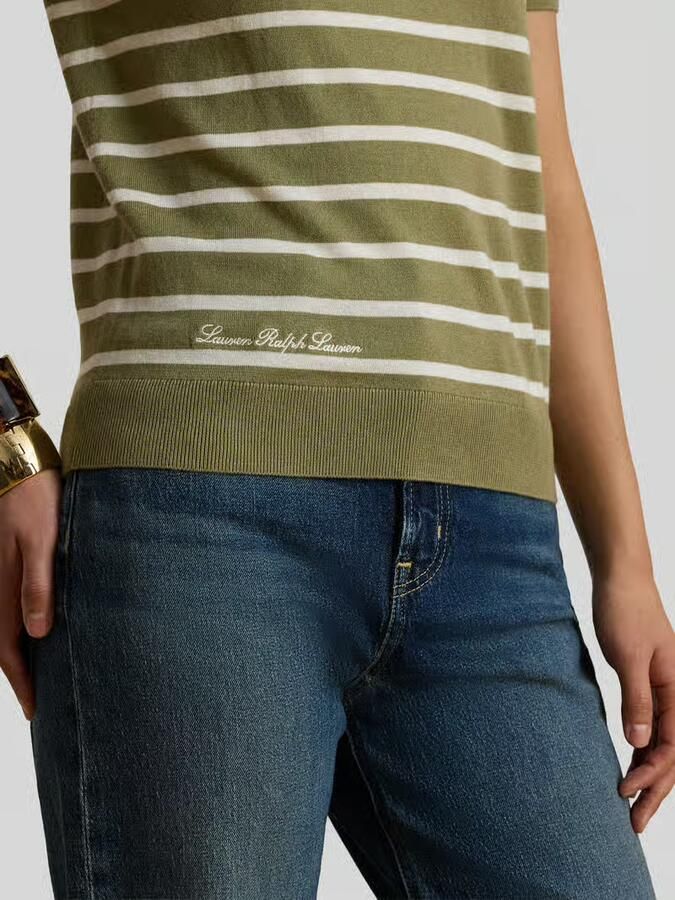 Lauren Ralph Lauren regular fit pullover van katoenmix met korte mouwen