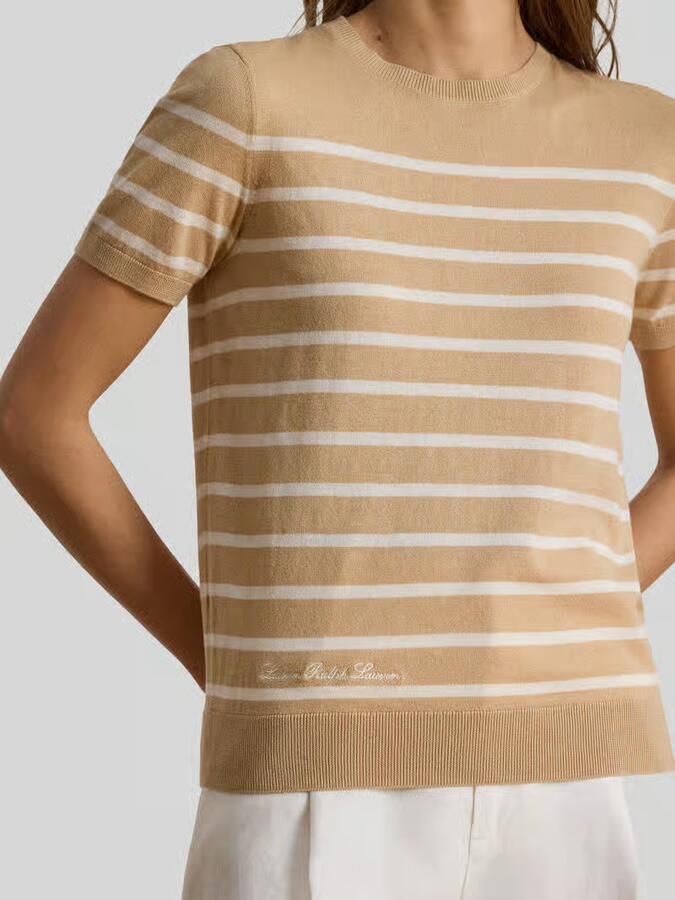 Lauren Ralph Lauren regular fit pullover van katoenmix met korte mouwen