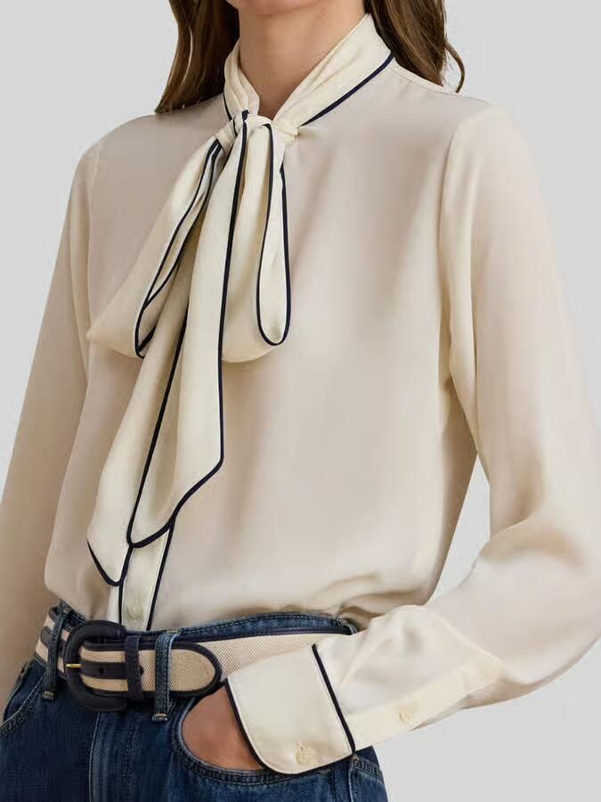 Lauren Ralph Lauren regular fit strikblouse met contrasterende stiksels