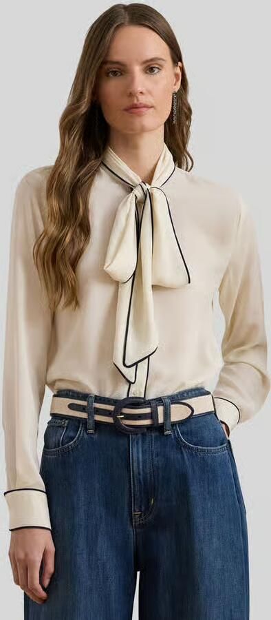 Lauren Ralph Lauren regular fit strikblouse met contrasterende stiksels - Foto 4