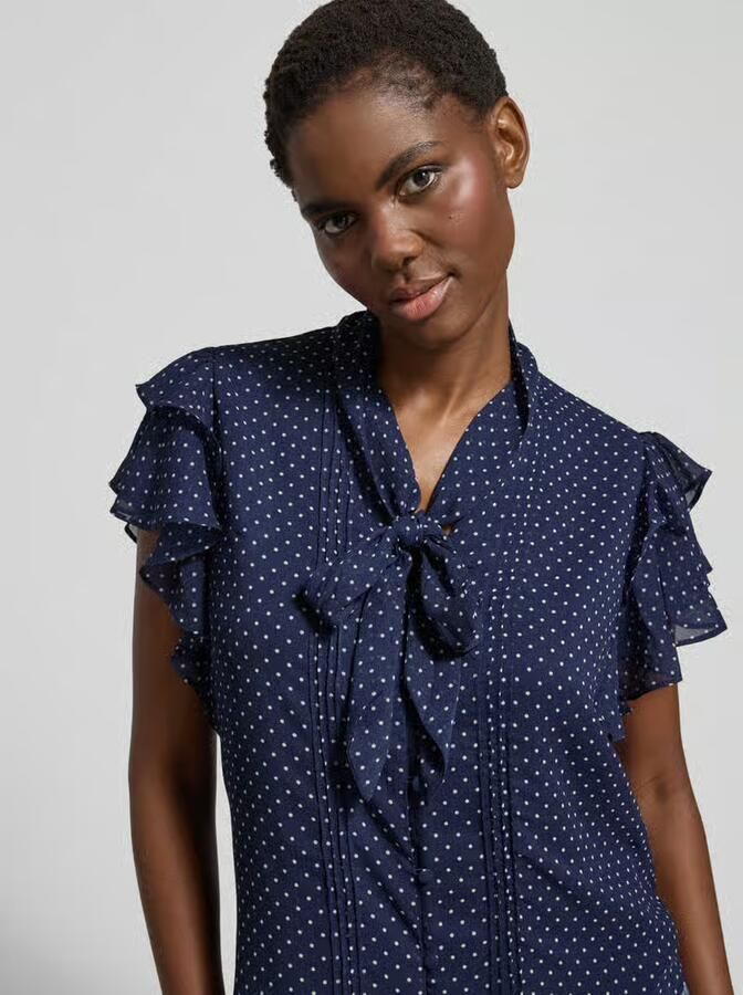 Lauren Ralph Lauren Regular fit strikblouse met volants model 'PRUGAN' - Foto 2