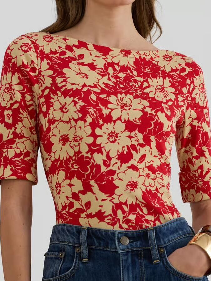 Lauren Ralph Lauren regular fit T-shirt van katoenmix