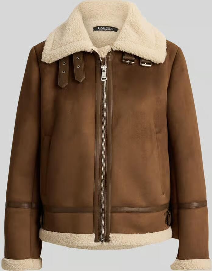 Lauren Ralph Lauren Regular fit teddyjack met gespkragen